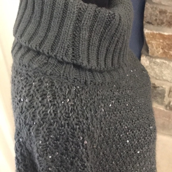 Steve Madden Women's Knit + Sequin Turtleneck Poncho, One Size Fits Most, Gray - Picture 4 of 8